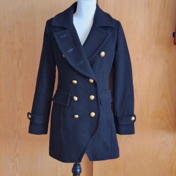 Trina Turk Jackets & Blazers - Trina Turk  Black Wool Blend Military Coat Size 2